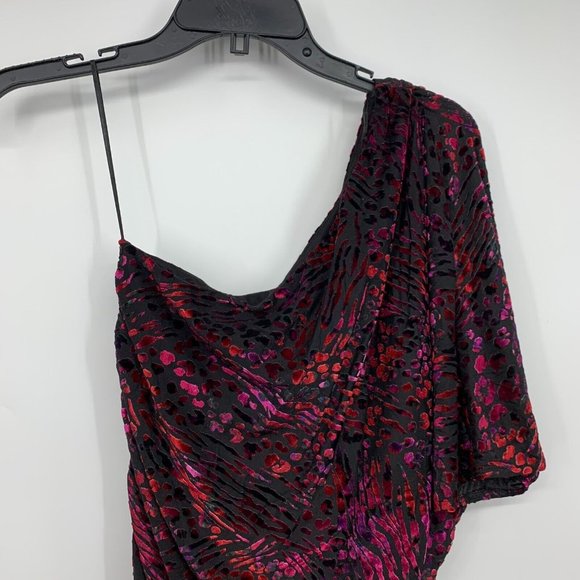 Moda International Dress Velvet One Shoulder Sleeve Leopard - Picture 10 of 11